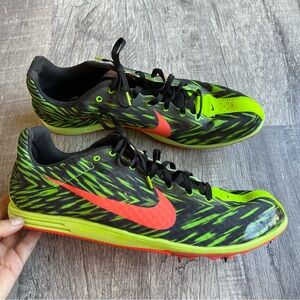 Nike Rival D Track and Field Spikes Green Orange Size 12.5 Running Shoes